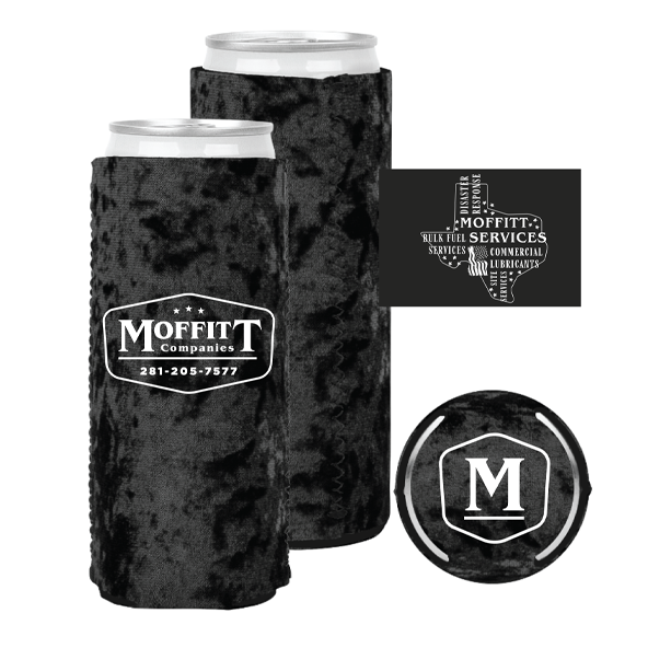 Moffitt Companies 2025 Slim Black Suede Koozie